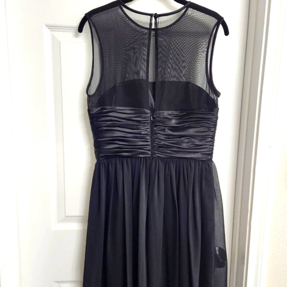 Maggy London little black dress with illusion neckline (Size 8) - Picture 4 of 7